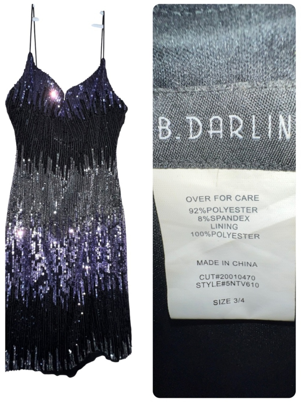 B. Darlin Black to Silver Sequin Slip Dress